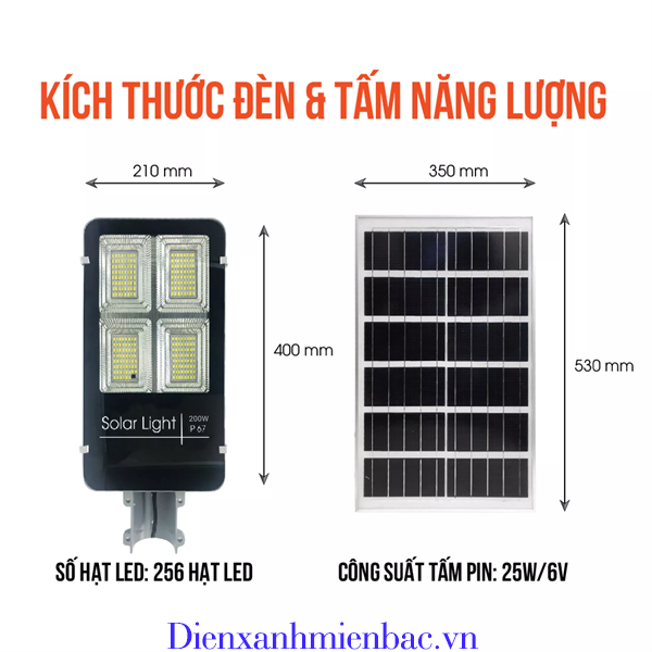 Đèn đường phố năng lượng mặt trời rời thể VITI SMART công suất 200 W( Đèn bàn chải )